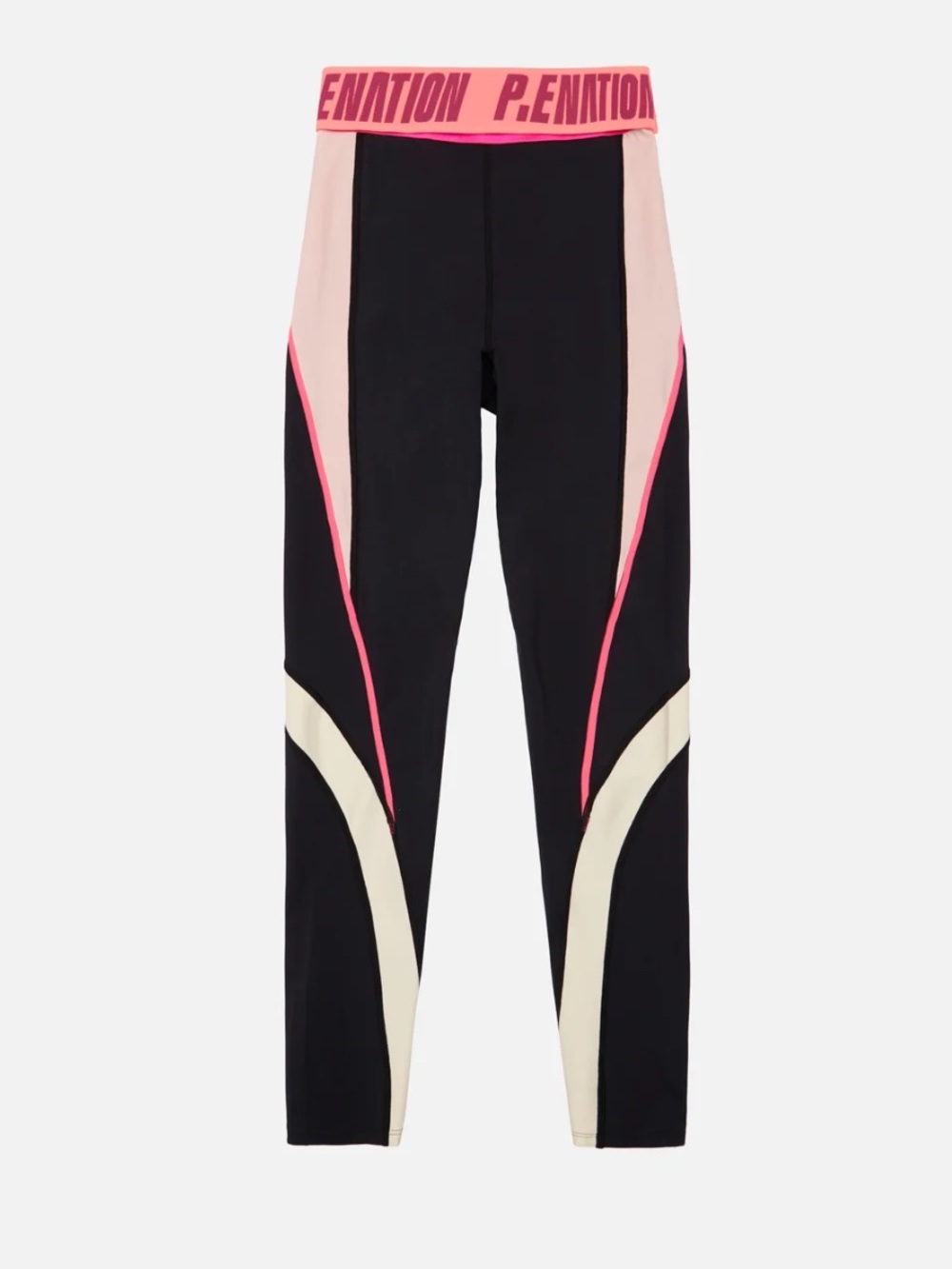 P.E Nation Colorblock Leggings Black Pink High Rise Activewear Size L